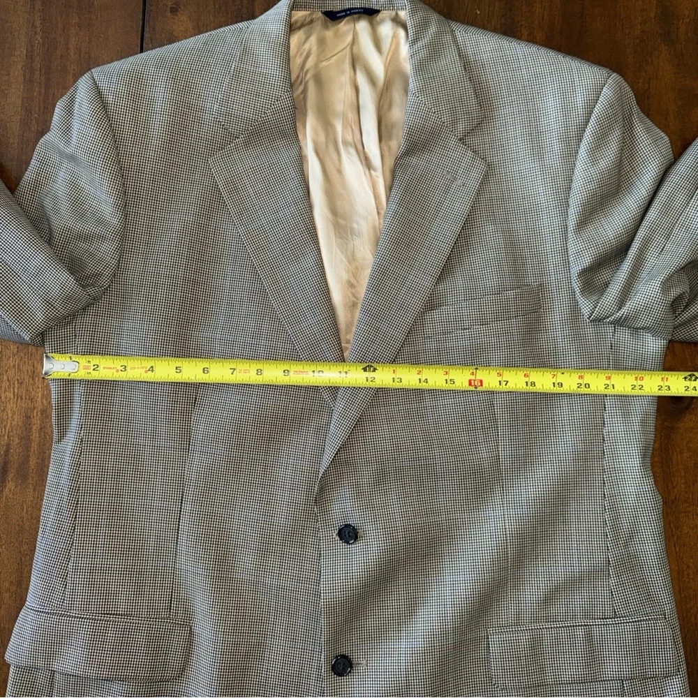 Brooks Brothers Black Tan Houndstooth Wool Cashmere Jacket Sports Coat 46 L - Picture 8 of 14
